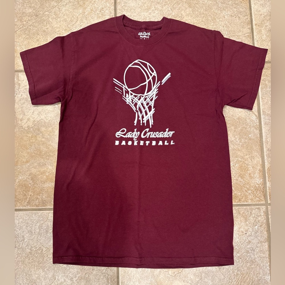 Gildan Maroon Lady Crusader Basketball Graphic Tee
